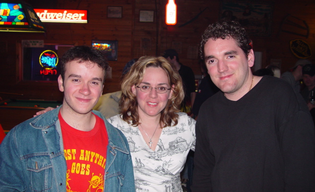 hollowe fans: anthony, lisa, dave at Bleachers, April 16, 2002